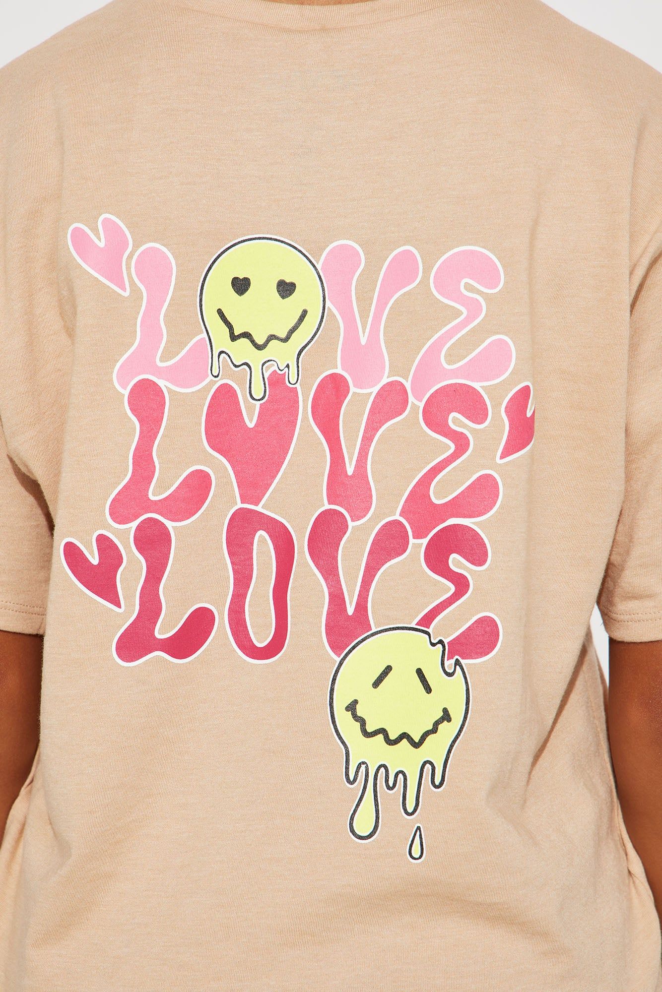 MINI LOVE AND SMILES FRONT/BACK SHORT SLEEVE TEE - Khaki sold by Fashion Nova product image thumbnail 2