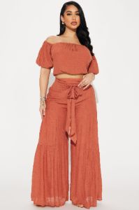 Take Me On A Vacay Pant Set - Rust sold by Fashion Nova