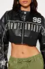 Champions Faux Leather Jacket - Black sold by Fashion Nova
