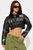 Champions Faux Leather Jacket - Black sold by Fashion Nova