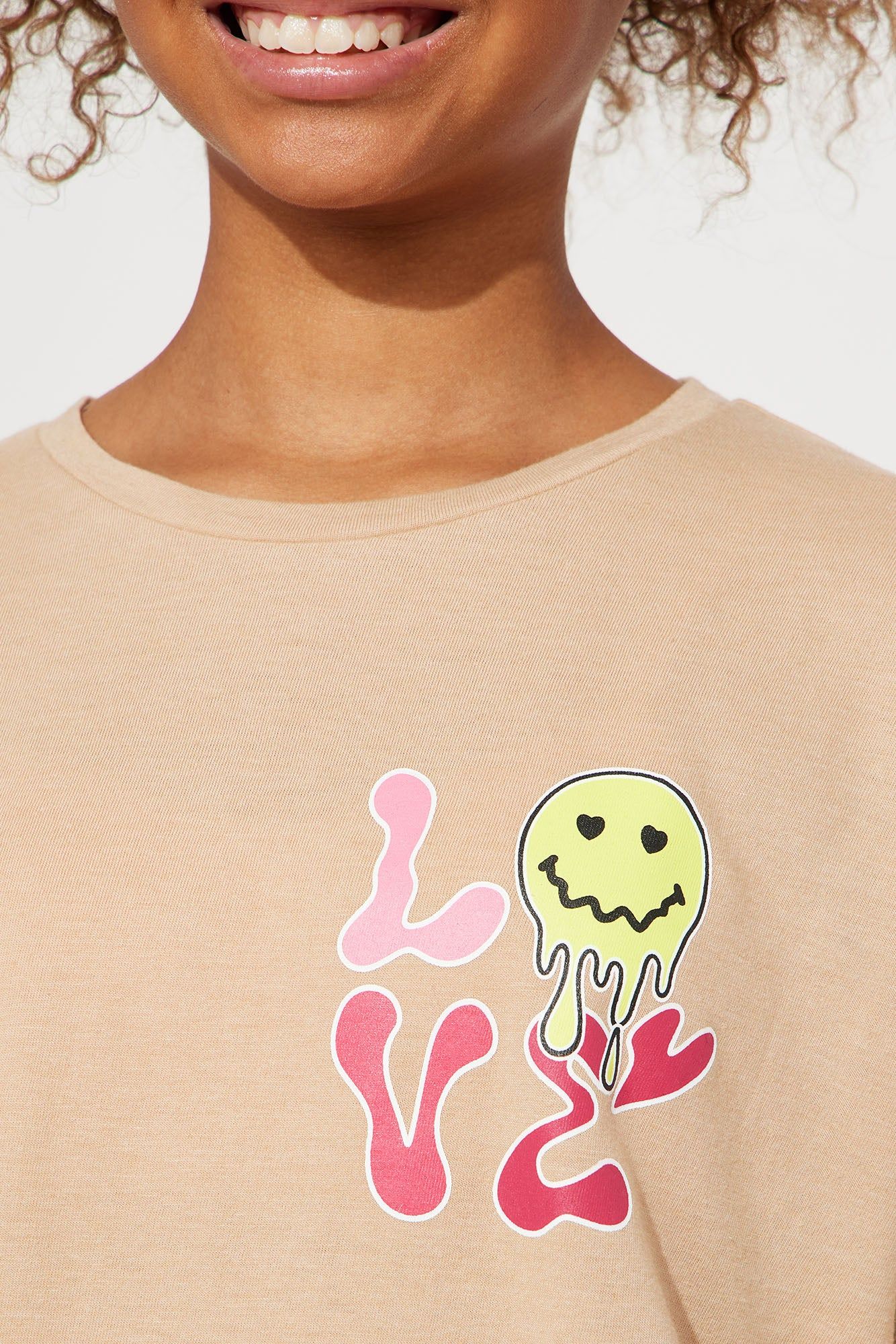 MINI LOVE AND SMILES FRONT/BACK SHORT SLEEVE TEE - Khaki sold by Fashion Nova product image thumbnail 4