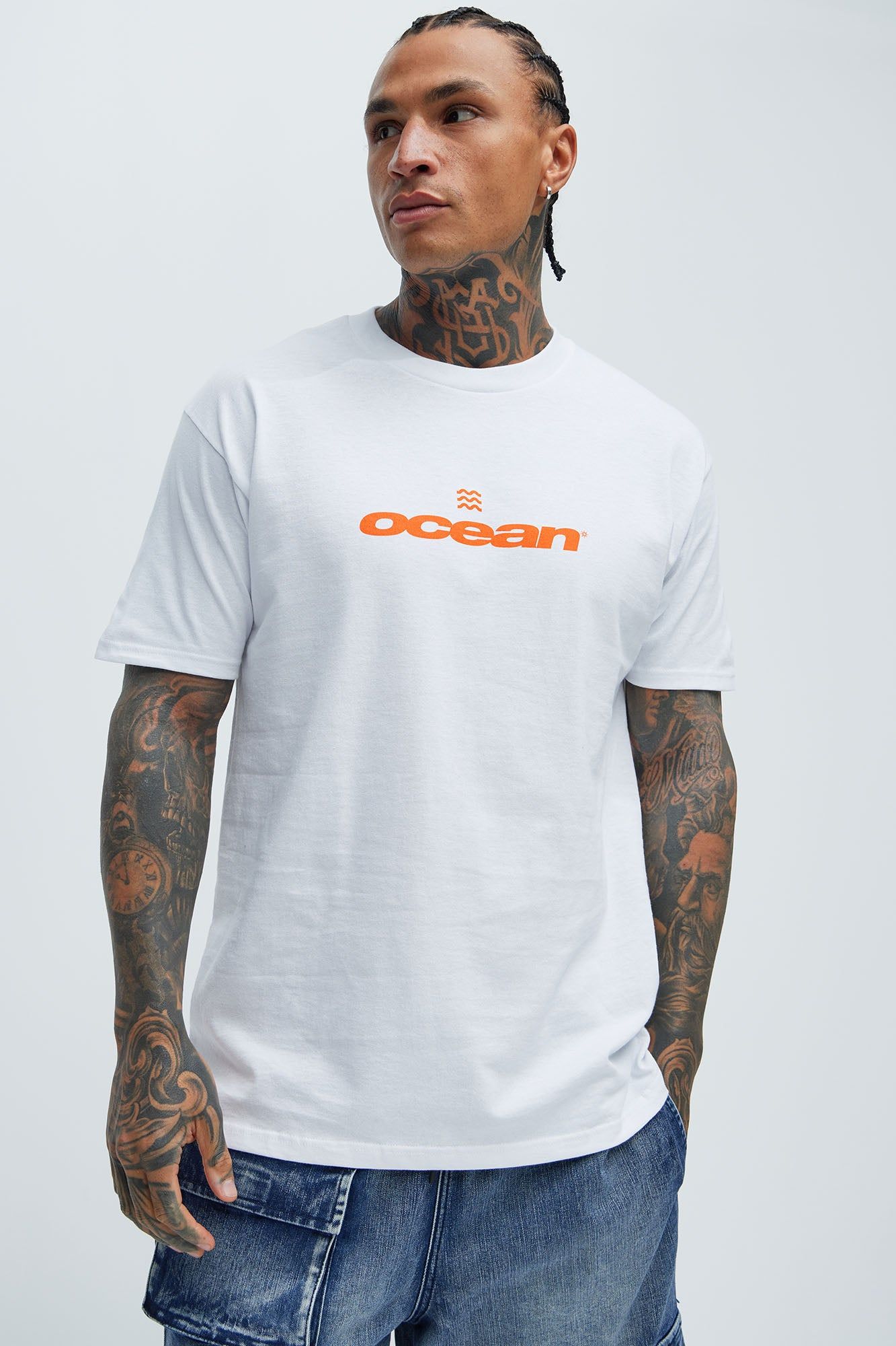 Ocean Current Short Sleeve Tee - White sold by Fashion Nova