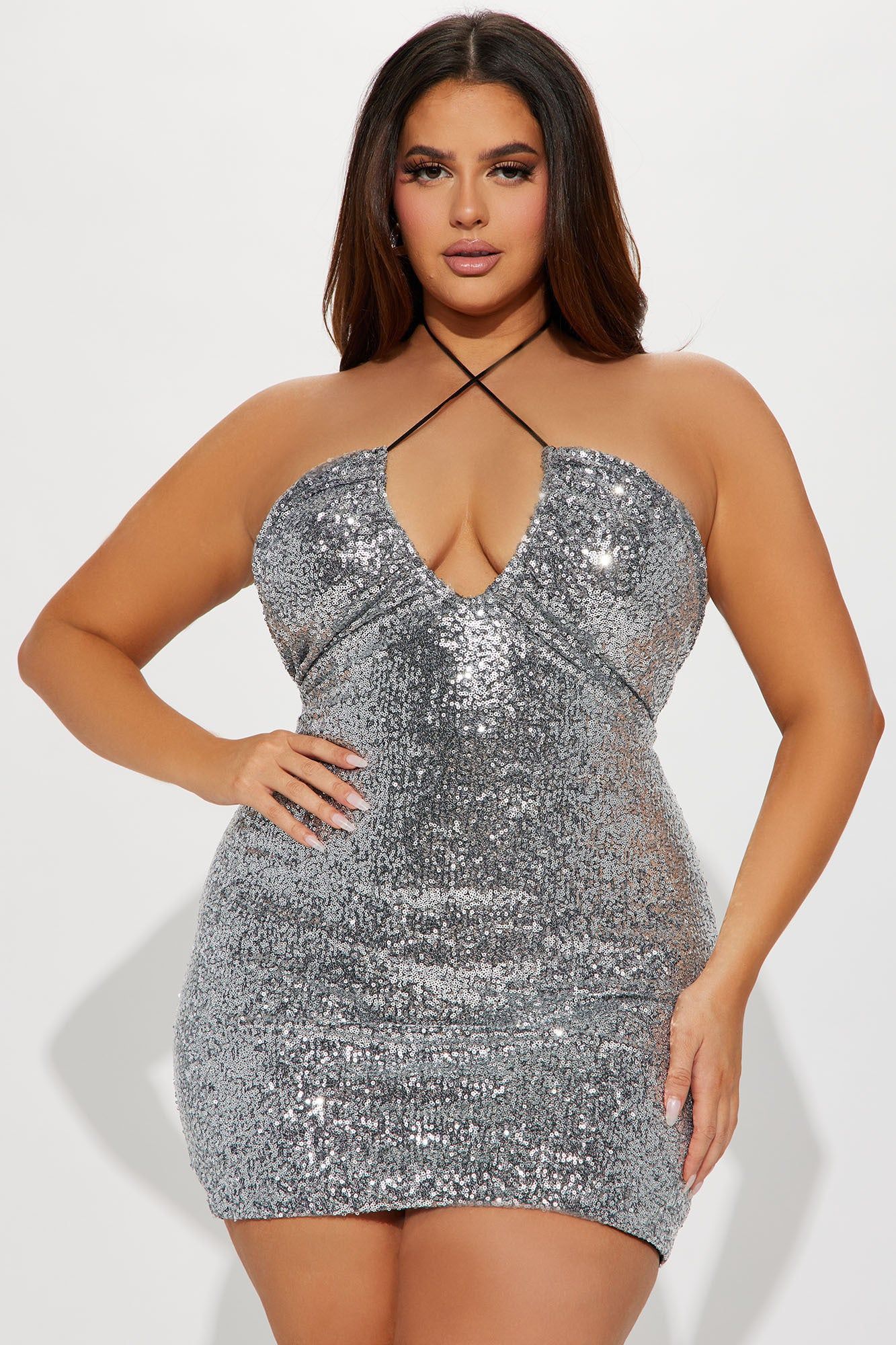 Audrey Sequin Mini Dress - Silver sold by Fashion Nova product image thumbnail 4