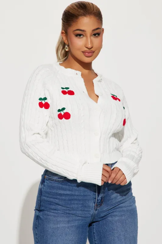 Cherry Season Cardigan - Ivory/combo sold by Fashion Nova