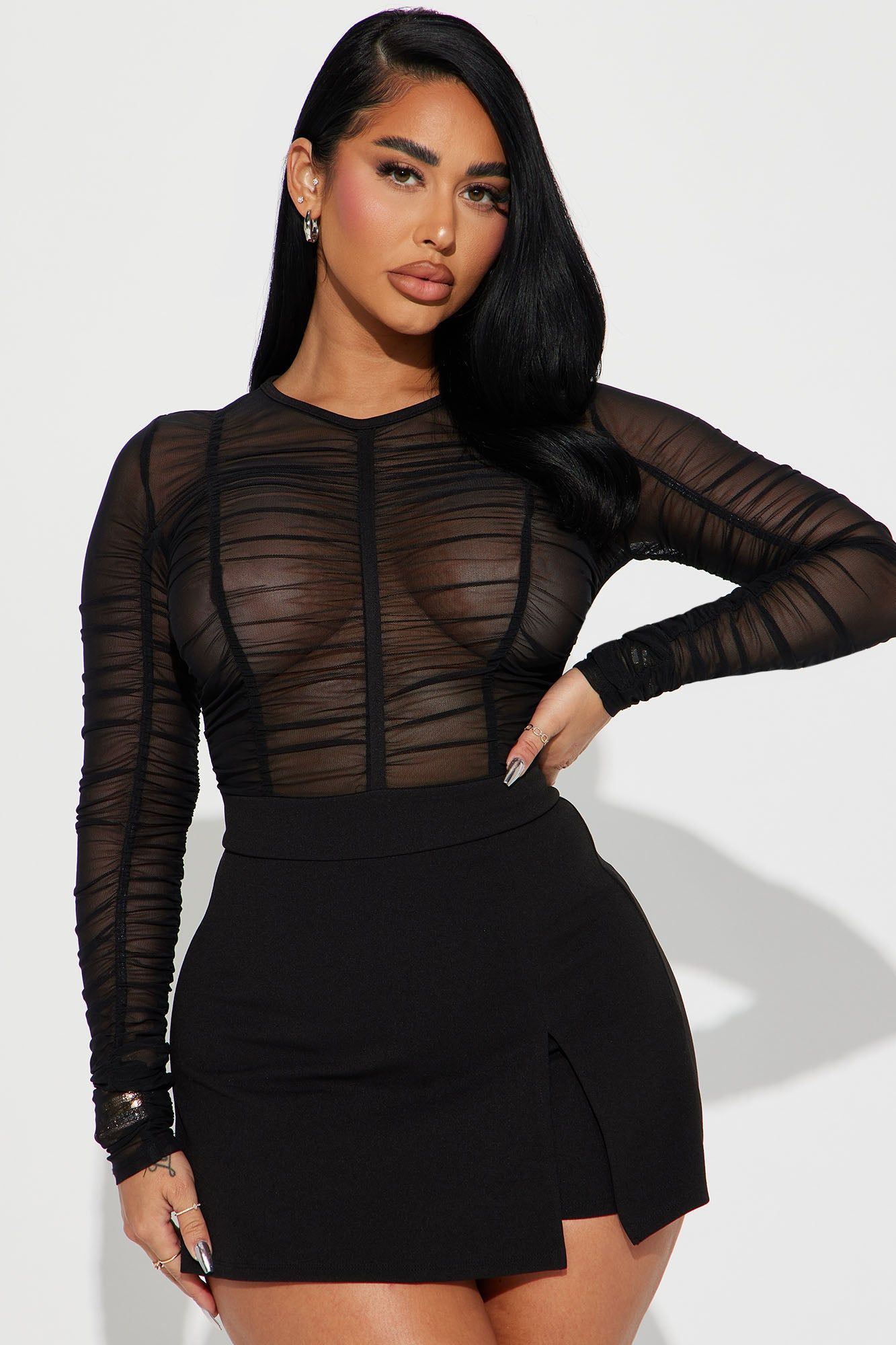 Heart Of The City Mesh Romper - Black sold by Fashion Nova product image thumbnail 2