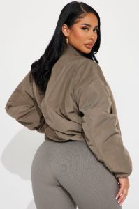 Courtside Cutie Bomber - Taupe sold by Fashion Nova