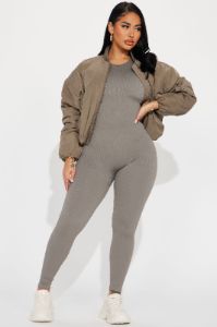 Courtside Cutie Bomber - Taupe sold by Fashion Nova