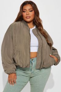 Courtside Cutie Bomber - Taupe sold by Fashion Nova