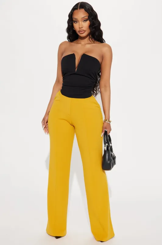 Heidi Wide Leg Trouser Pant - Mustard sold by Fashion Nova