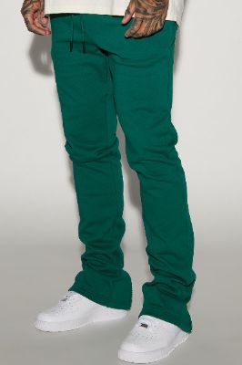 Tyson Back Zipper Skinny Flared Sweatpants - Green sold by Fashion Nova