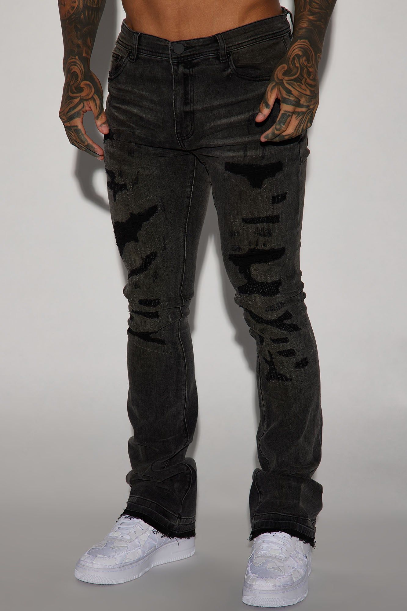 Put Me On Stacked Skinny Flare Jeans - Black Wash sold by Fashion Nova product image thumbnail 4