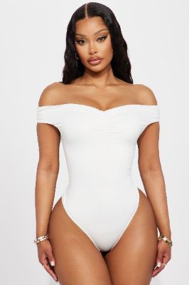 Date Night Off Shoulder Bodysuit - Off White sold by Fashion Nova