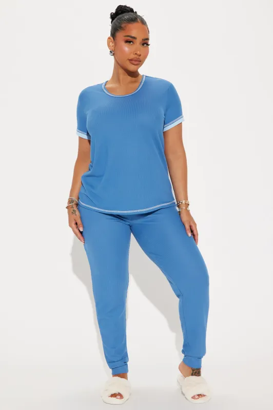 Homebody Waffle PJ Jogger Set - Blue sold by Fashion Nova