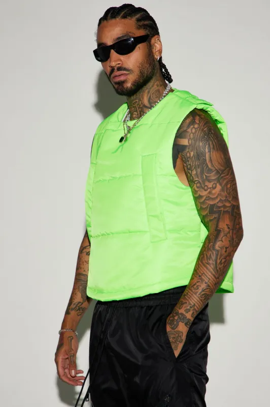 Detroit Velcro Puffer Vest - Lime sold by Fashion Nova