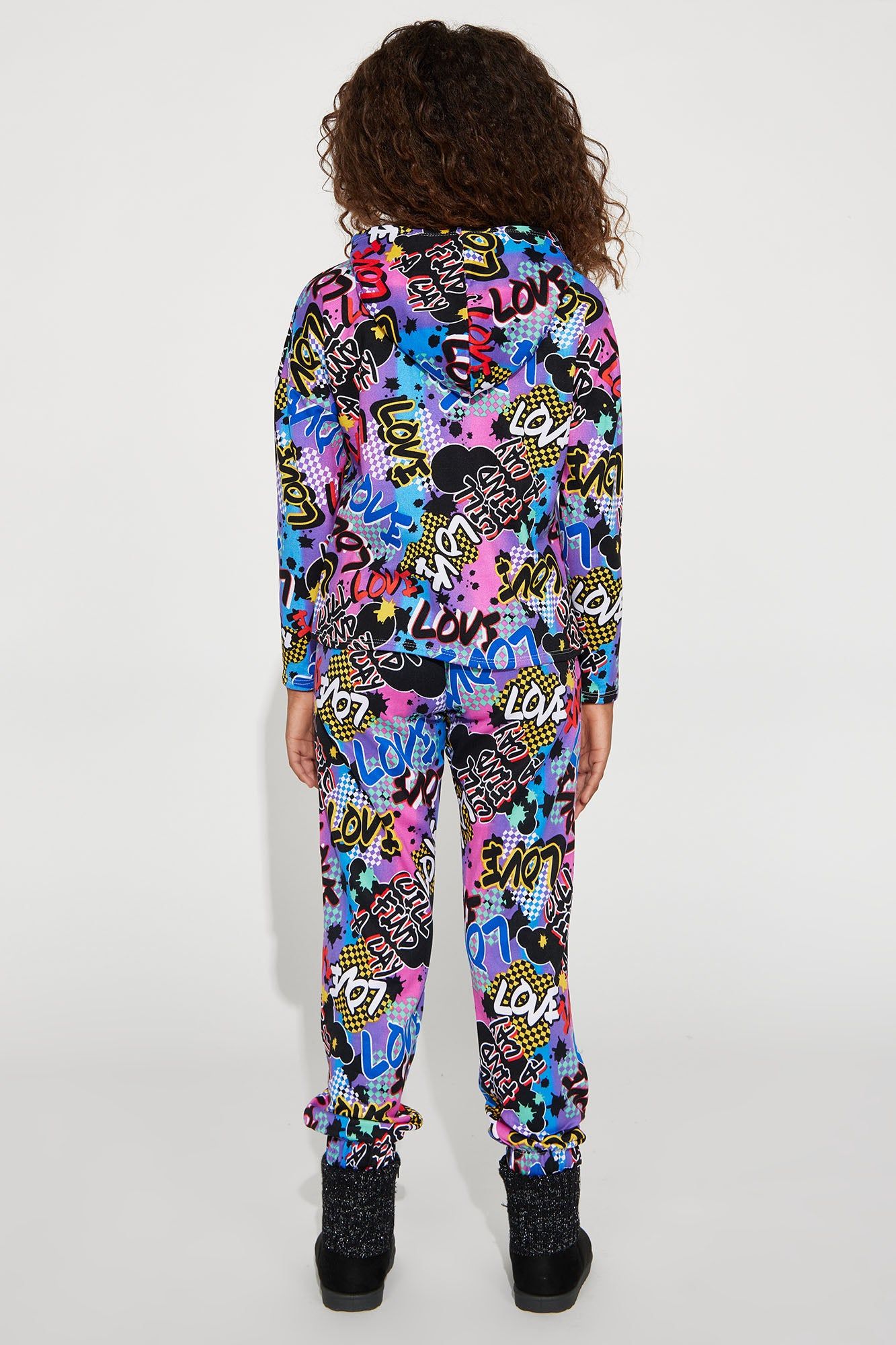 Mini Fleece Print Hoodie And Jogger Set - Blue/combo sold by Fashion Nova product image thumbnail 4