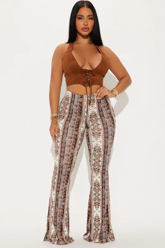 Sunset Dreaming Flare Pant - Taupe sold by Fashion Nova