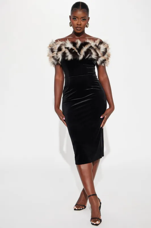 Diva Energy Velvet Midi Dress - Black sold by Fashion Nova