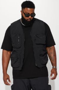 Our Moment Utility Nylon Cargo Vest - Black sold by Fashion Nova