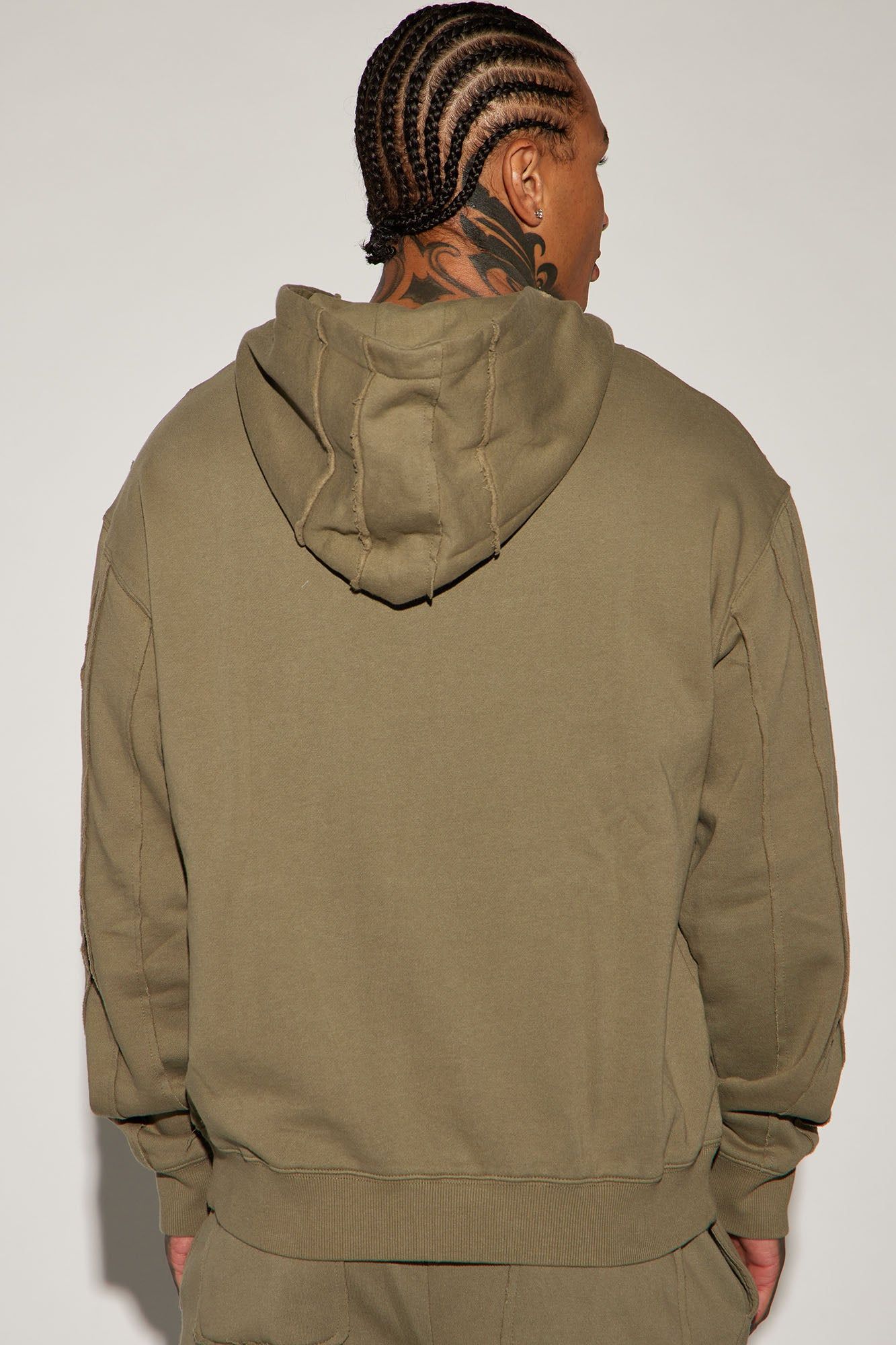 Tyson Row Down Hoodie - Olive sold by Fashion Nova product image thumbnail 4
