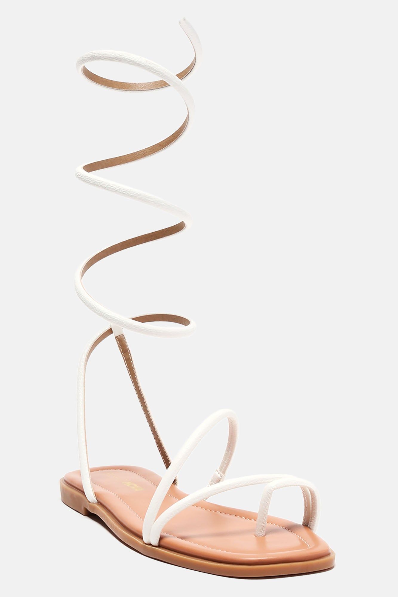 Cherish This Moment Wrap Up Flat Sandals - White sold by Fashion Nova product image thumbnail 3