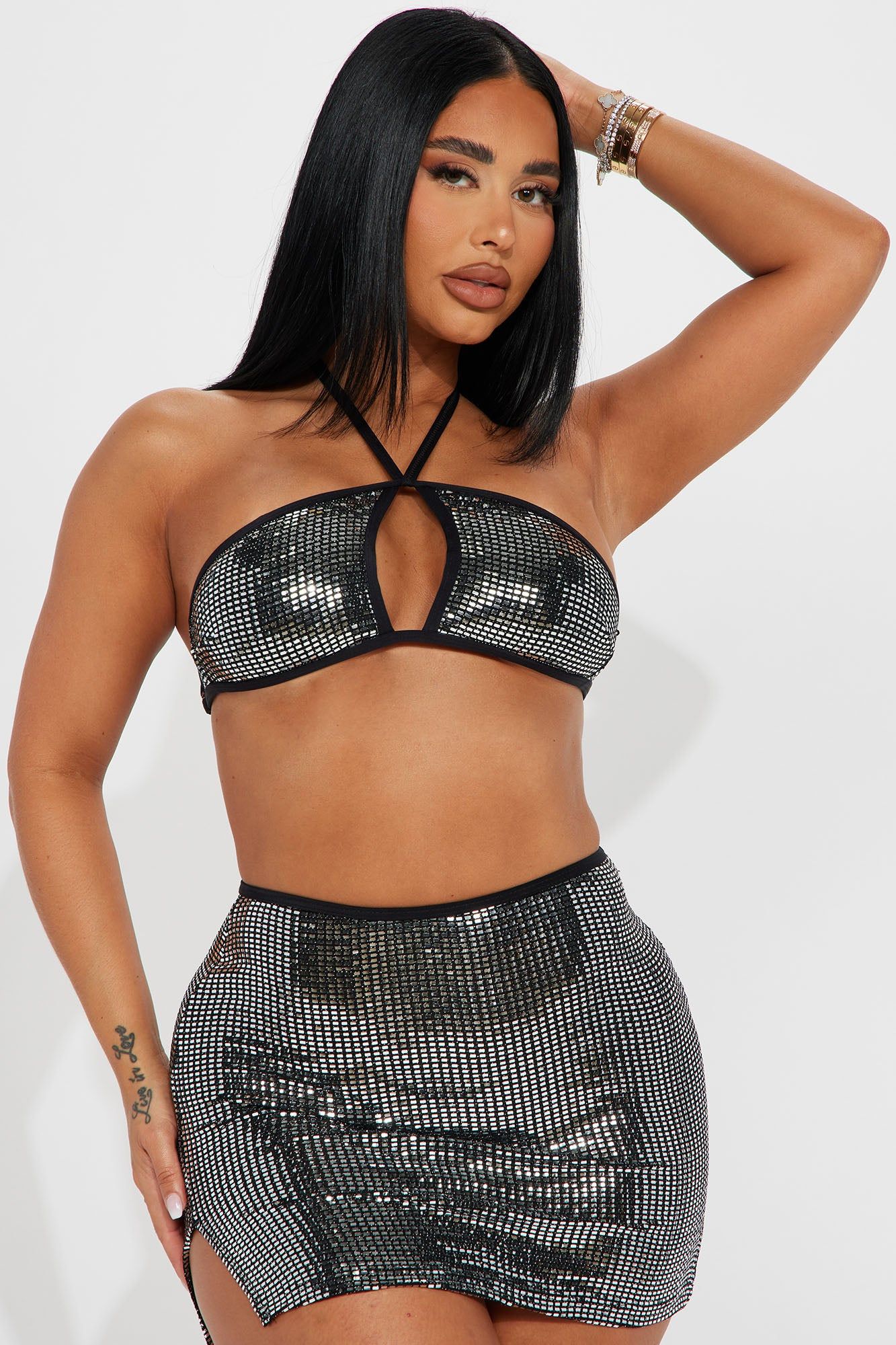 Dancing In The Sand 3 Piece Sunsuit - Silver sold by Fashion Nova