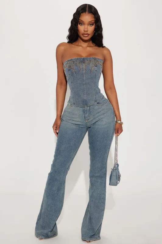 Always On Your Mind Stretch Flare Jeans - Vintage Wash sold by Fashion Nova