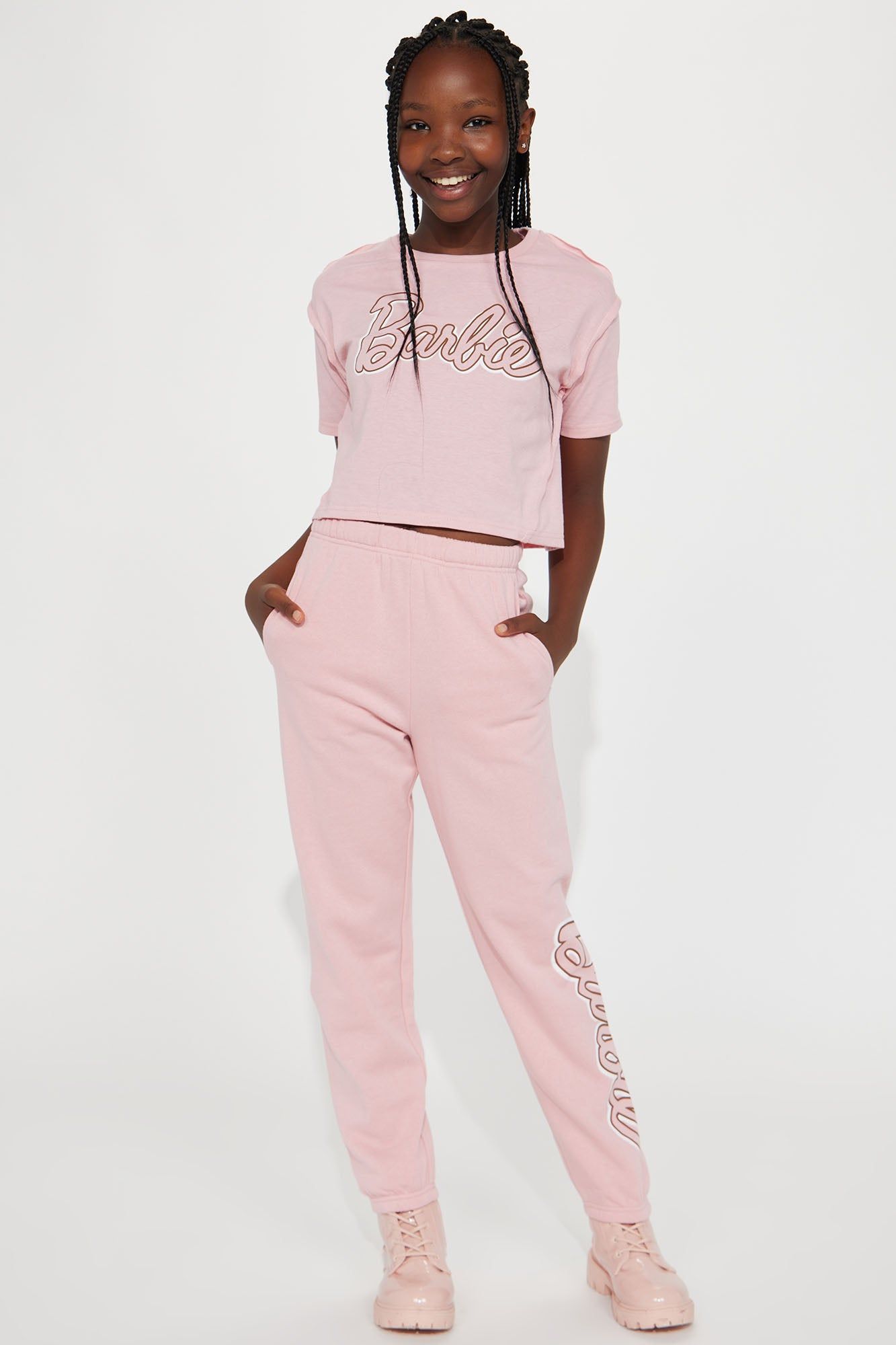Mini Barbie Girl Jogger Set - Pink sold by Fashion Nova