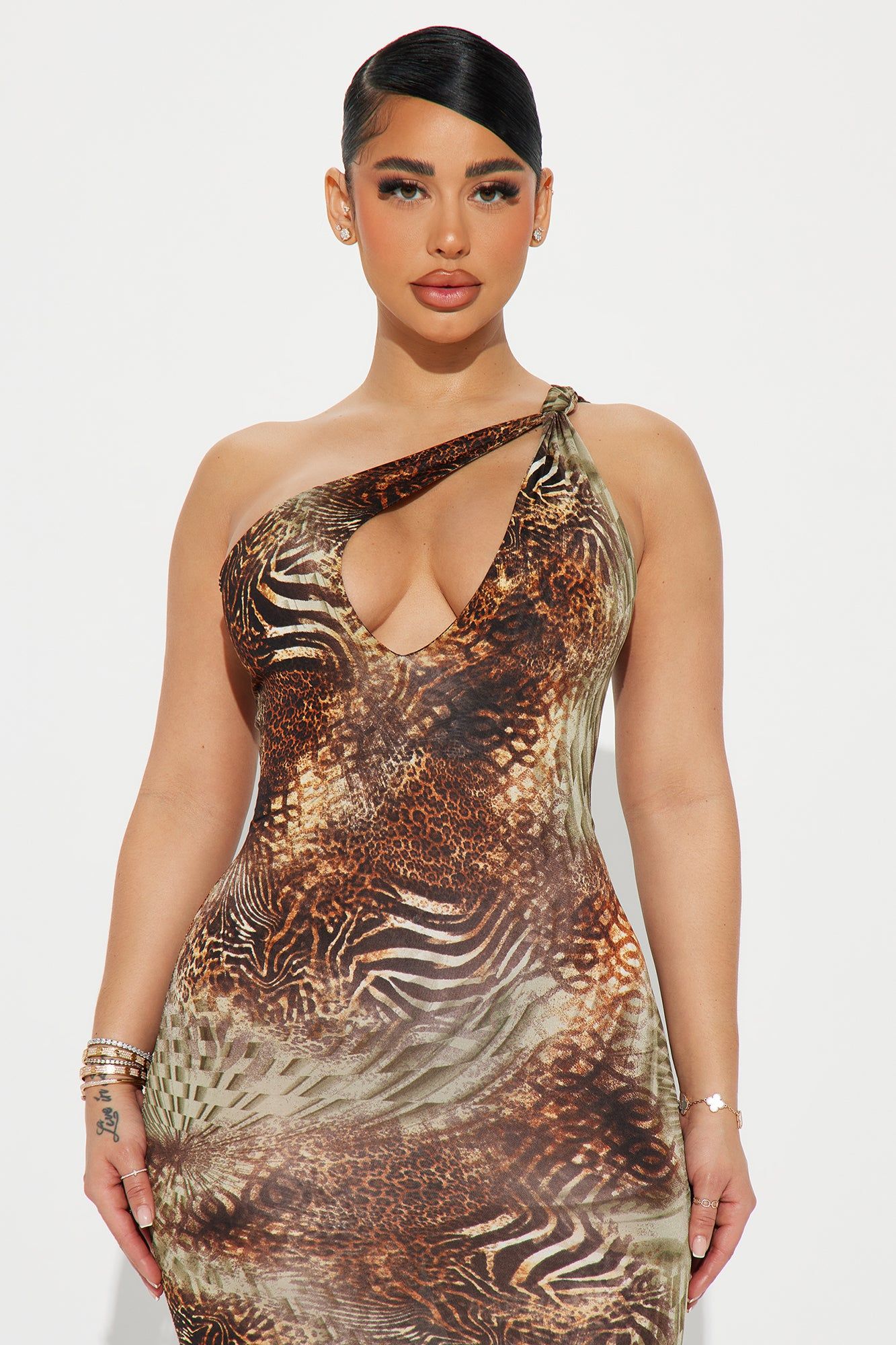 Raven Cut Out Maxi Dress - Olive/combo sold by Fashion Nova product image thumbnail 2