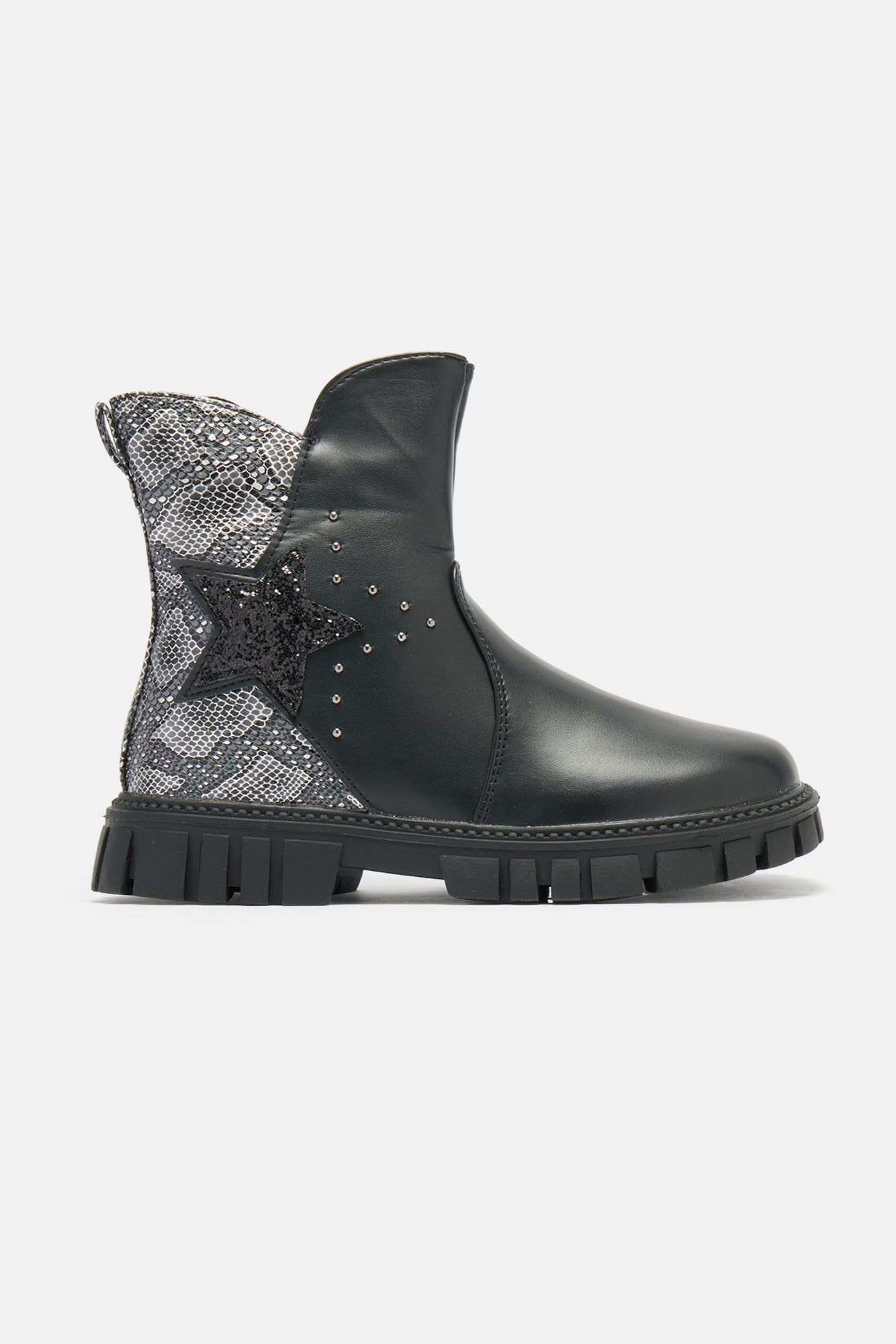 Mini Cowgirl Up Boots - Silver/Black sold by Fashion Nova