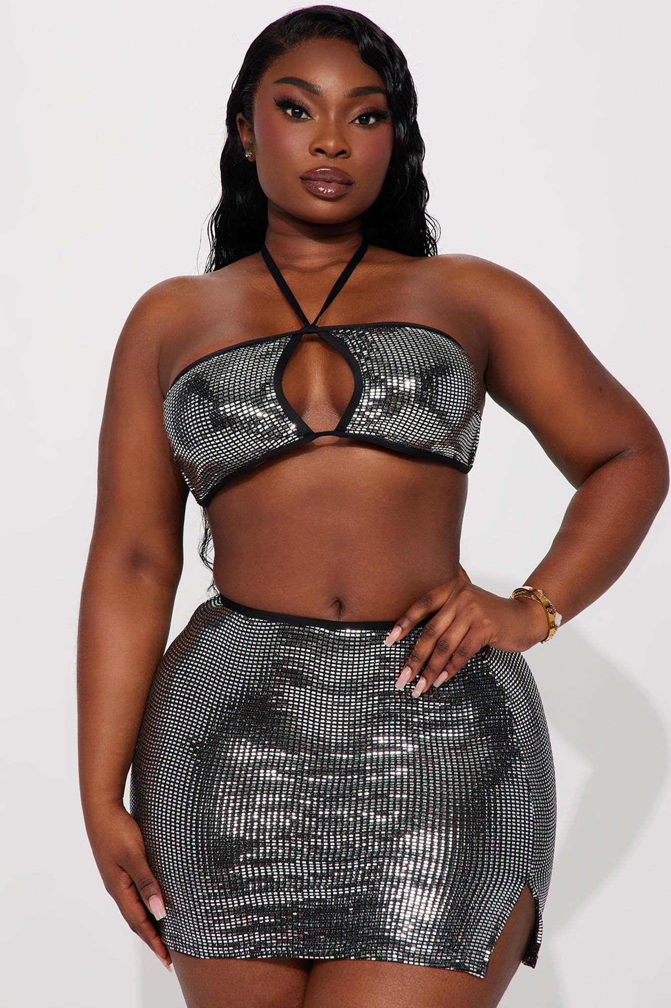 Dancing In The Sand 3 Piece Sunsuit - Silver sold by Fashion Nova product image thumbnail 6