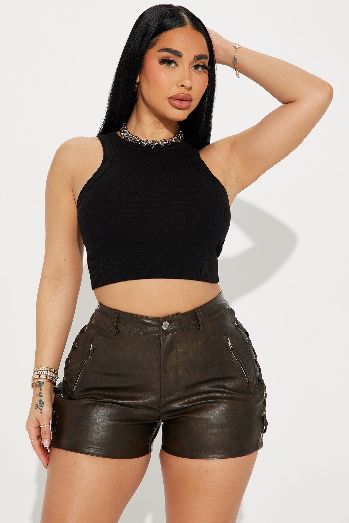 Reina Ribbed Tee - Black sold by Fashion Nova