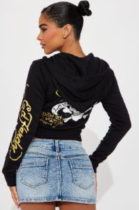 Love Kills Ed Hardy Zip Front Hoodie - Black sold by Fashion Nova
