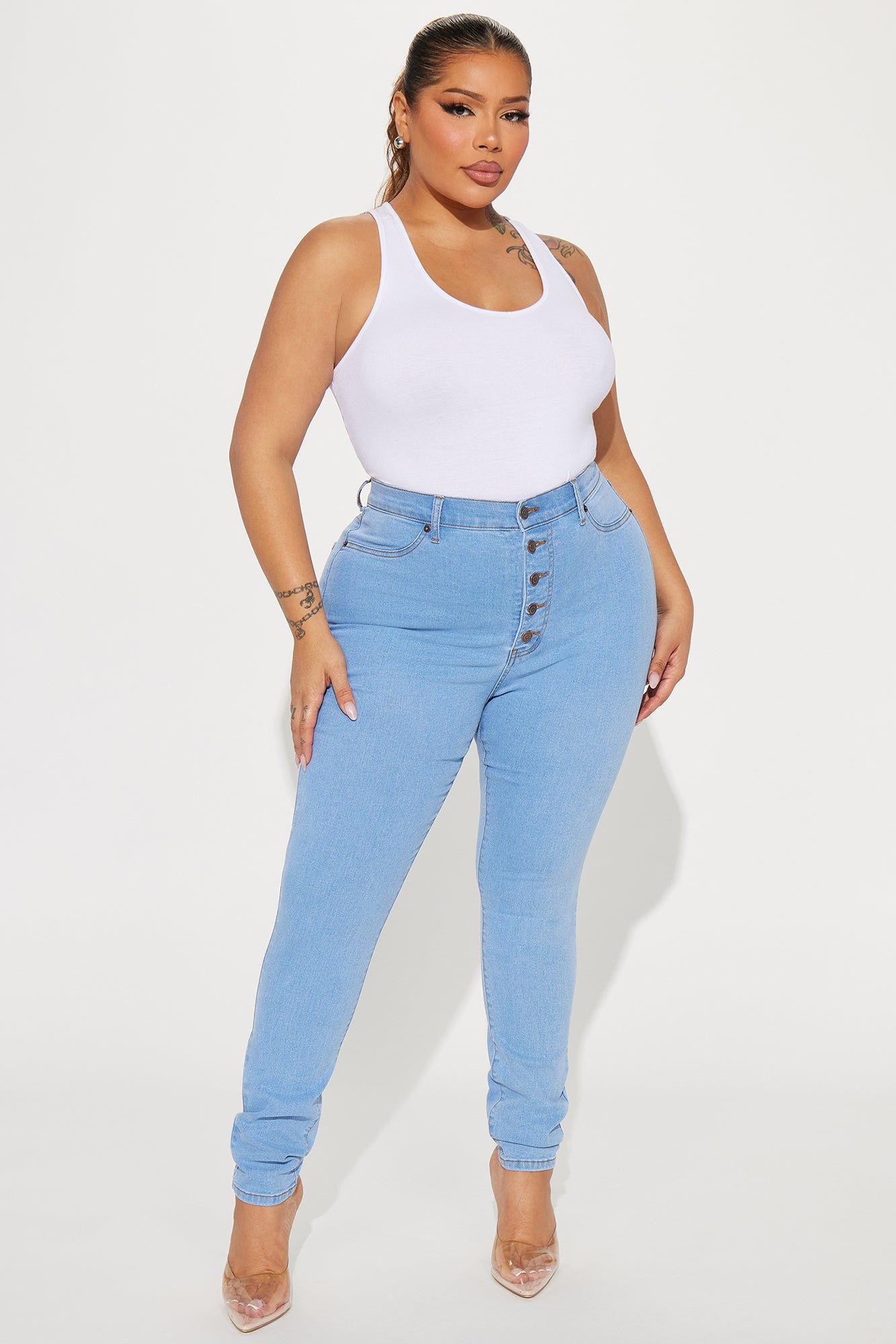 Show It Off Stretch Skinny Jean - Light Wash sold by Fashion Nova product image thumbnail 4