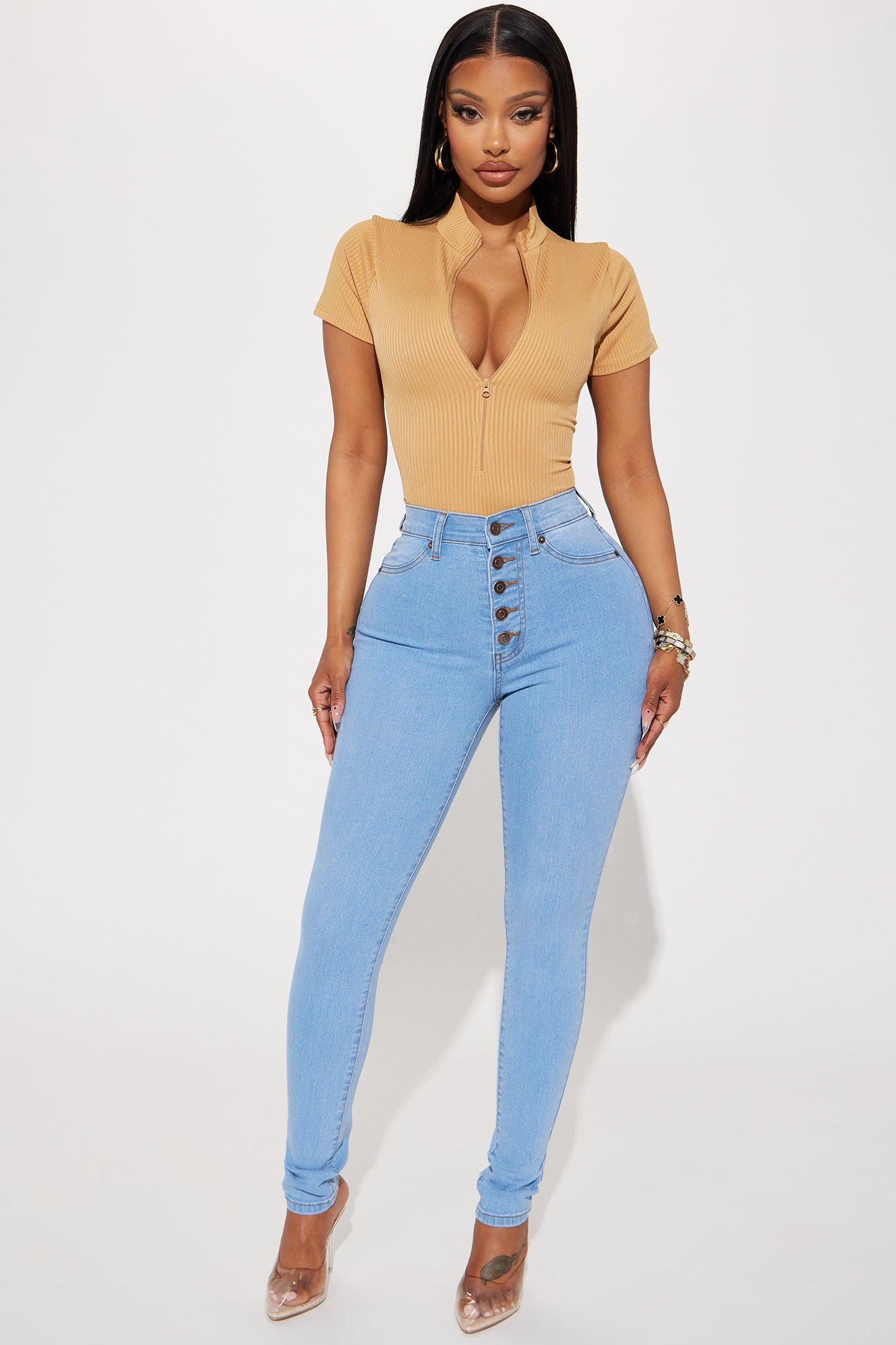 Show It Off Stretch Skinny Jean - Light Wash sold by Fashion Nova