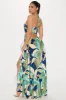 Beach Talking Satin Maxi Dress - Blue/combo sold by Fashion Nova