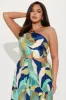 Beach Talking Satin Maxi Dress - Blue/combo sold by Fashion Nova