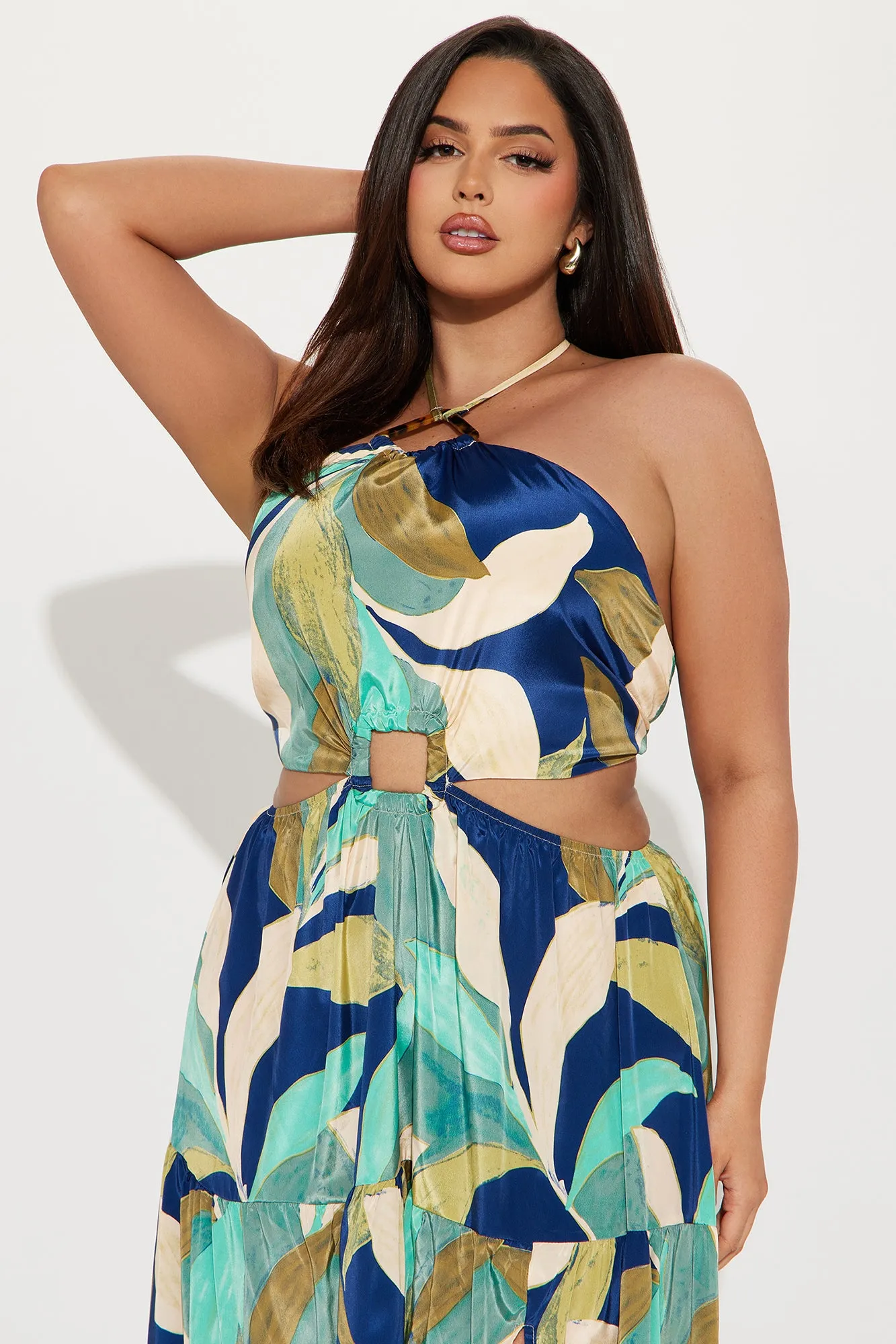 Beach Talking Satin Maxi Dress - Blue/combo sold by Fashion Nova product image thumbnail 5
