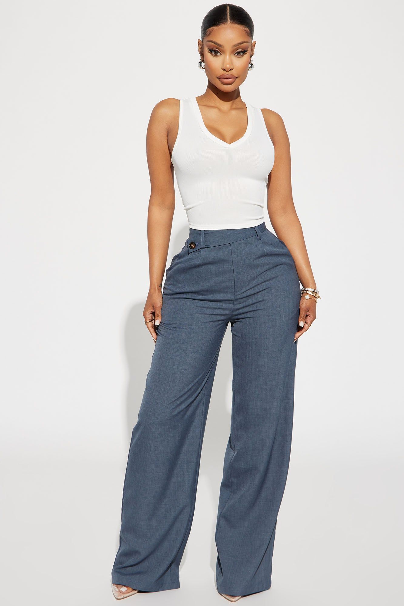 Karli Wide Leg Pant - Navy sold by Fashion Nova