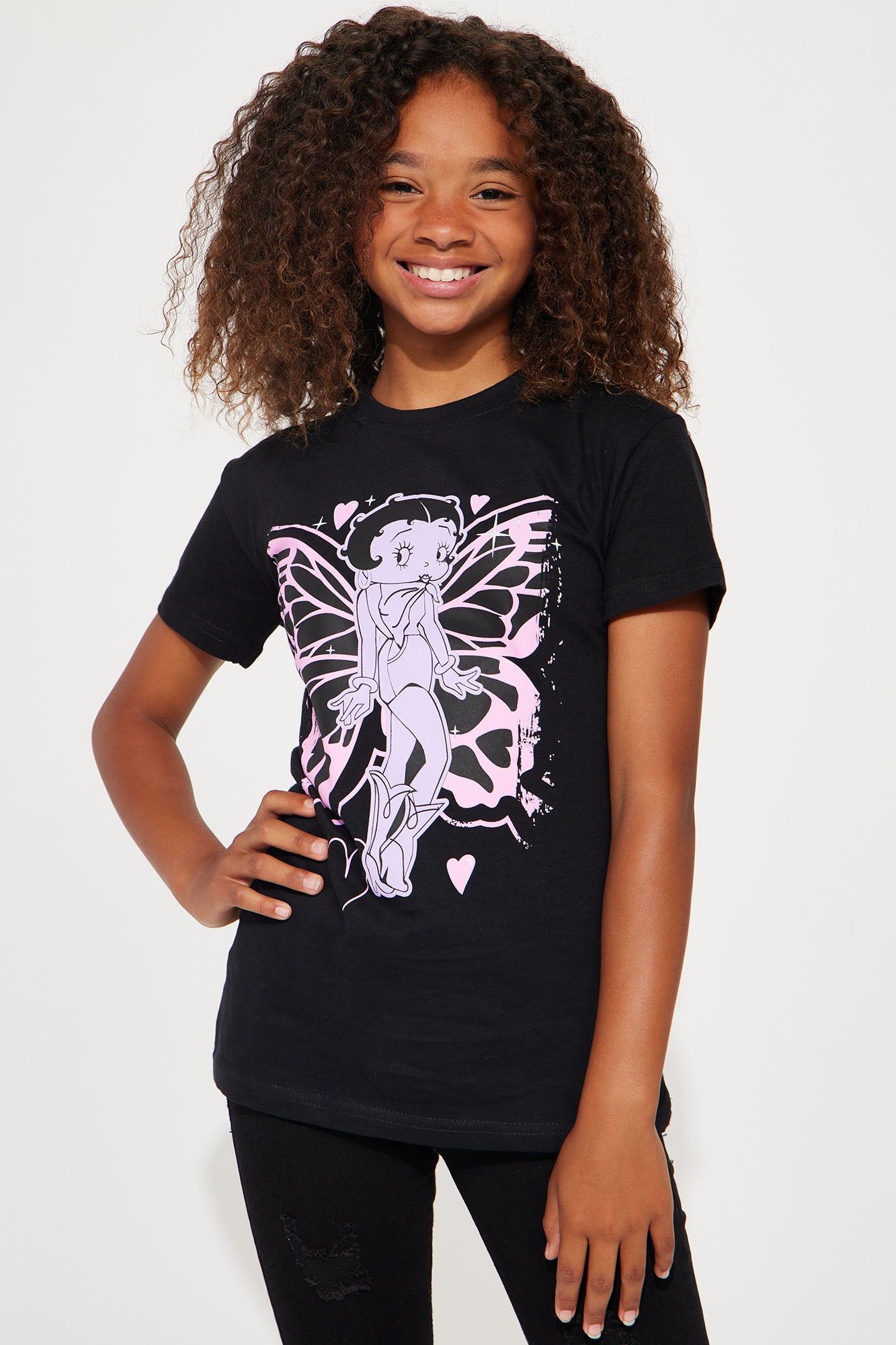 Mini Butterfly Betty Boop Short Sleeve Tee - Black sold by Fashion Nova