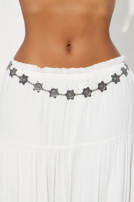 Once And Floral Chain Belt - Silver sold by Fashion Nova