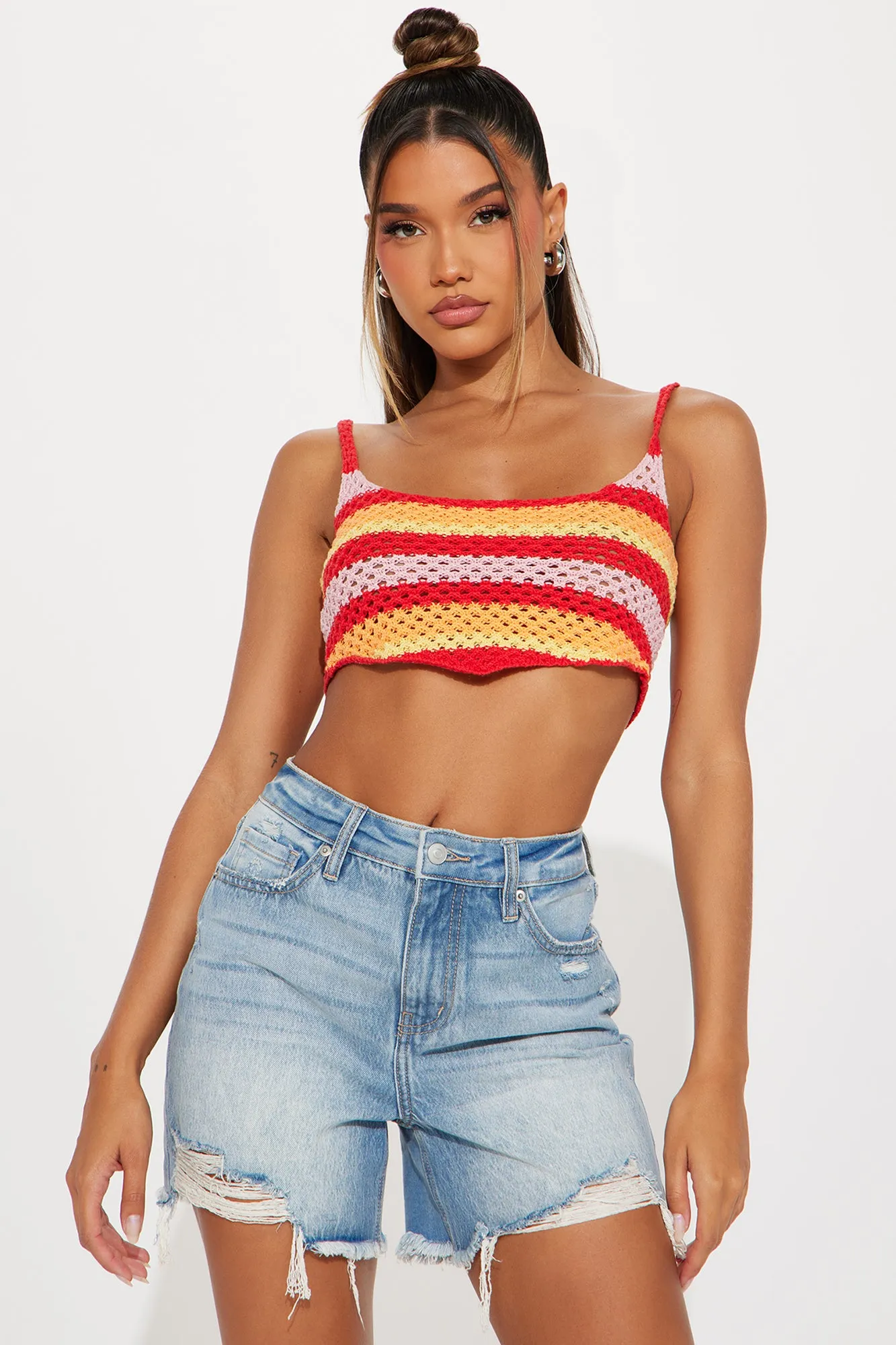 Summer Solstice Striped Crochet Top - Multi Color sold by Fashion Nova