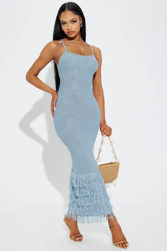Delany Knit Maxi Dress - Dusty Blue sold by Fashion Nova