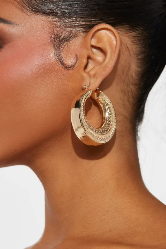 Borrowed Your Heart Hoop Earrings  - Gold sold by Fashion Nova