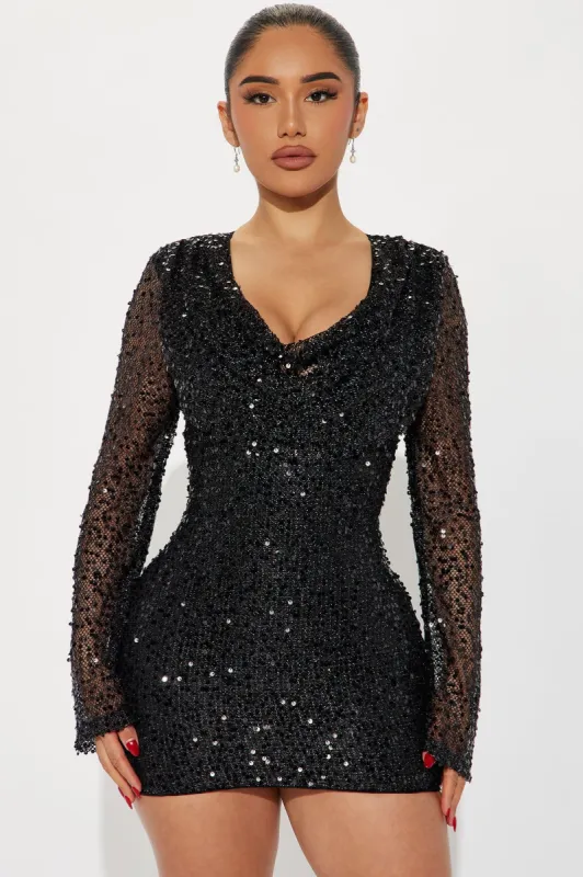 Tonight Only Sequin Mini Dress - Black sold by Fashion Nova