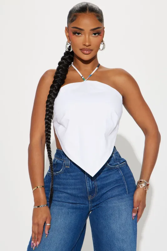 Style of The Season Halter Top - White/combo sold by Fashion Nova