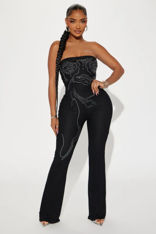 New Light Mesh Jumpsuit - Black sold by Fashion Nova