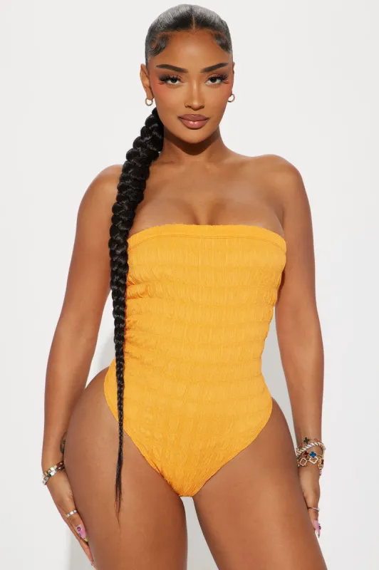 Nickaya Textured Tube Bodysuit - Orange sold by Fashion Nova