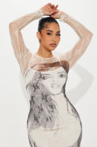Clara Lace Maxi Dress - Cream/combo sold by Fashion Nova