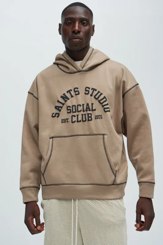 Saints Studio Social Club Hoodie - Taupe sold by Fashion Nova