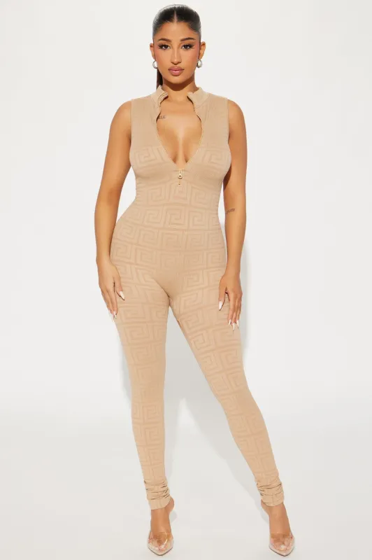 Bianka Seamless Jumpsuit - Tan sold by Fashion Nova